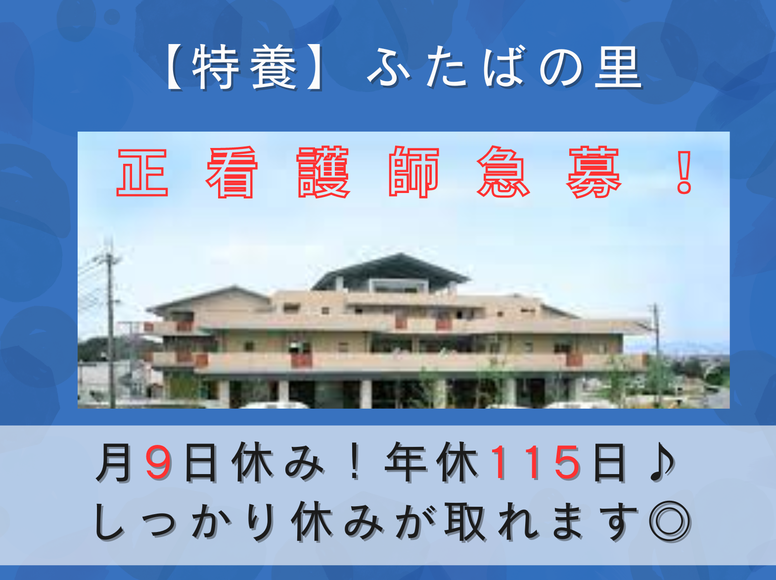 一般社団法人 日の出医療福祉グループ ふたばの里　特別養護老人ホームの正社員 看護師 特別養護老人ホームの求人情報イメージ1