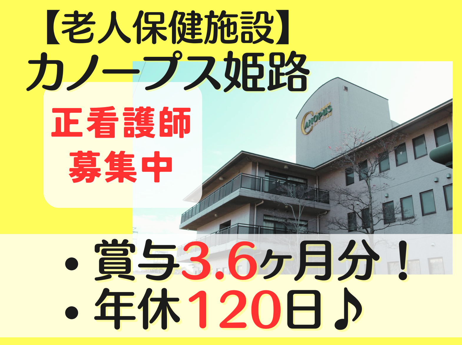 老人保健施設 カノープス姫路の正社員 看護師 介護老人保健施設求人イメージ